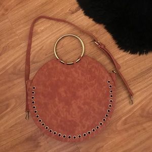 Anthropologie round faux leather/suede bag